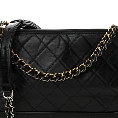 Chanel Aged Calfskin Quilted Medium Gabrielle Hobo Black 8 of 15