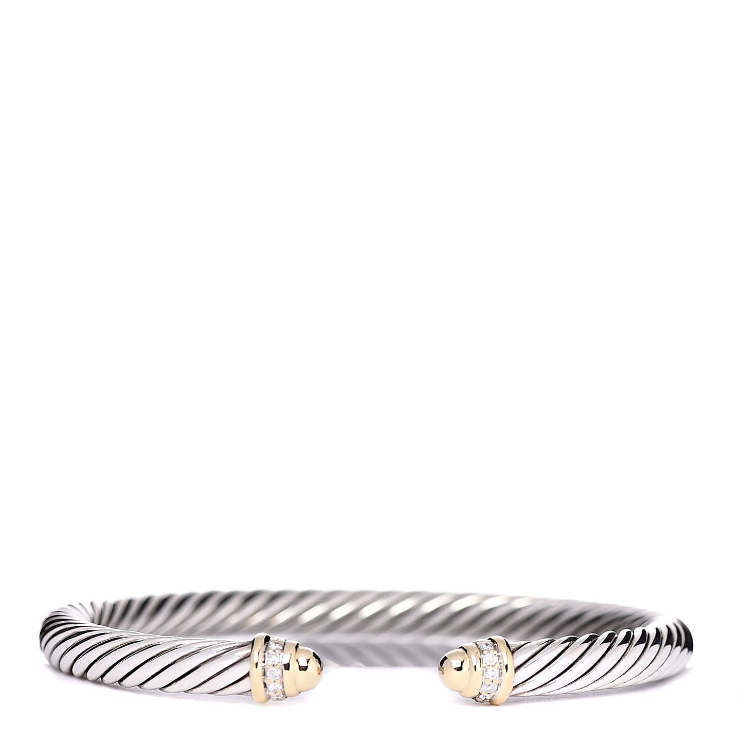 Sterling Silver 18K Yellow Gold Diamond 5mm Cable Classics Bracelet