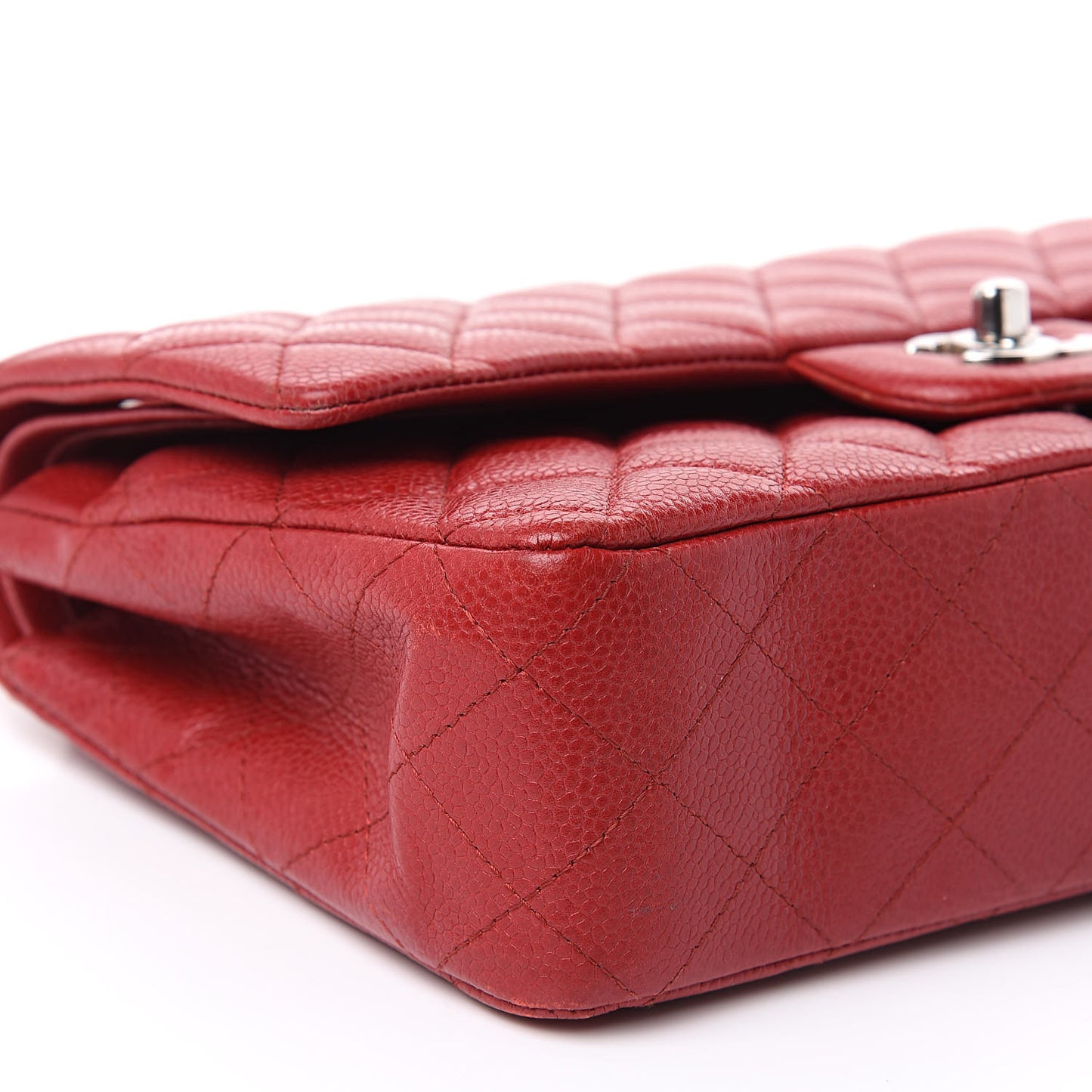 Caviar Quilted Medium Double Flap Red