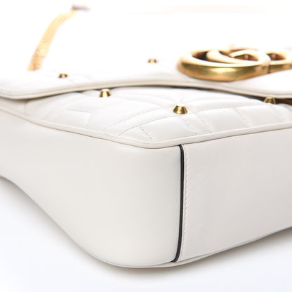 Gucci Calfskin Matelasse Studded Medium GG Marmont Shoulder Bag White 8 of 12