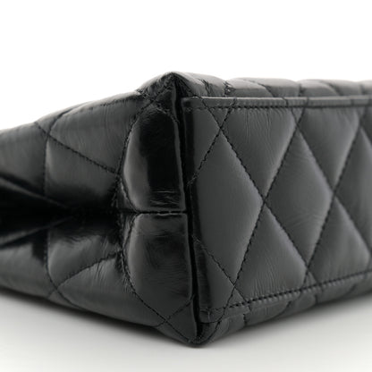 Chanel Shiny Aged Calfskin Quilted Nano Kelly Shopper Black 9 of 10