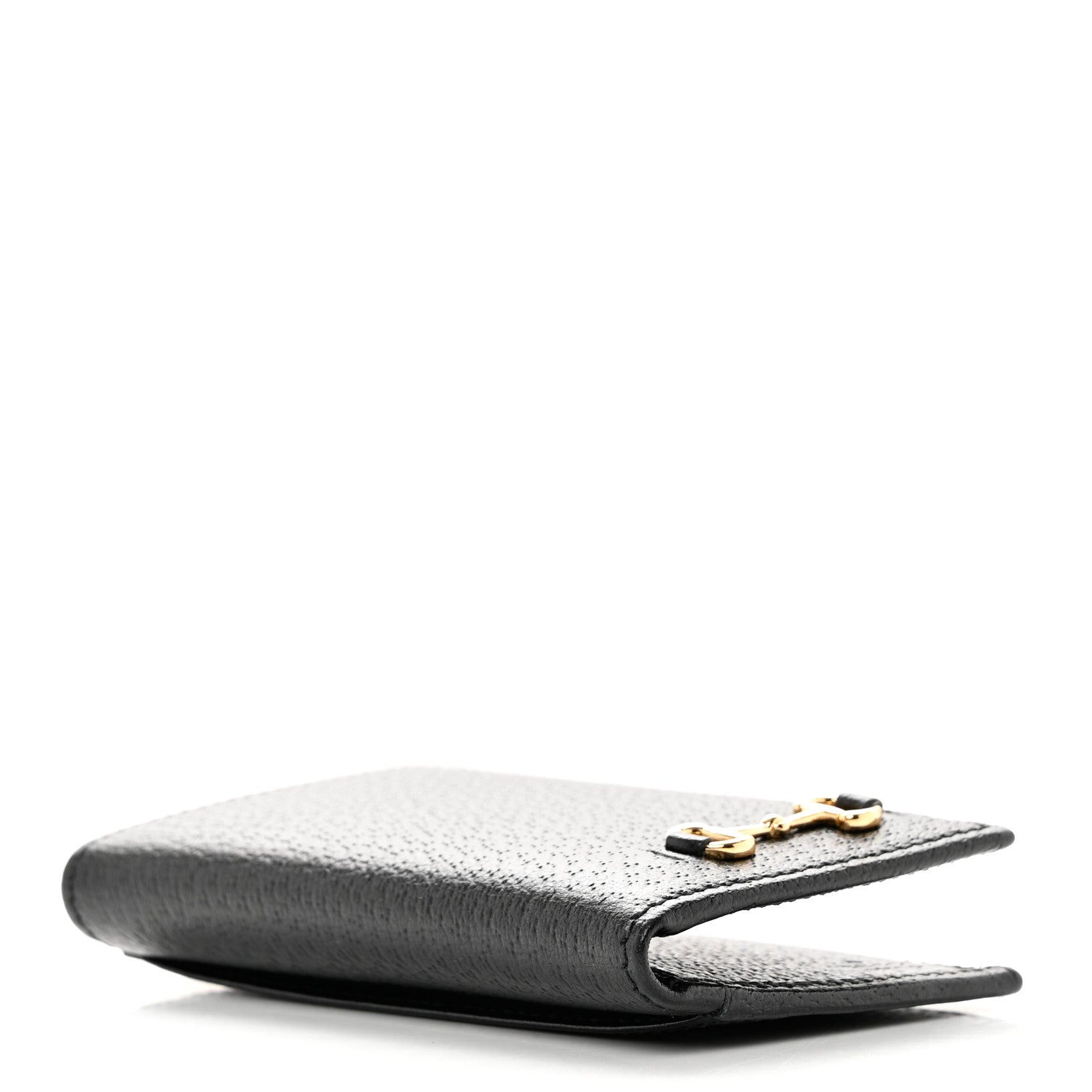 Gucci Textured Dollar Calfskin Horsebit Card Holder Black 4 of 7