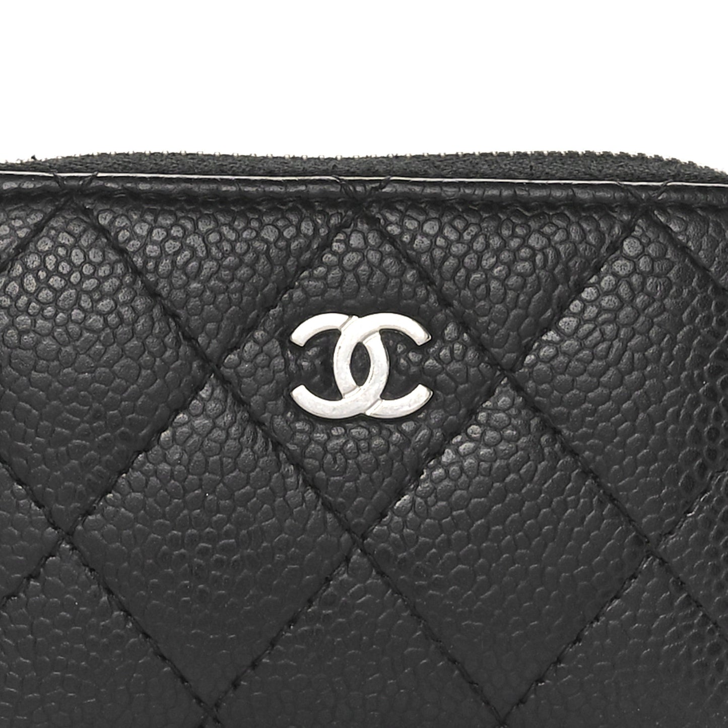 Caviar Quilted Zip Coin Purse Black