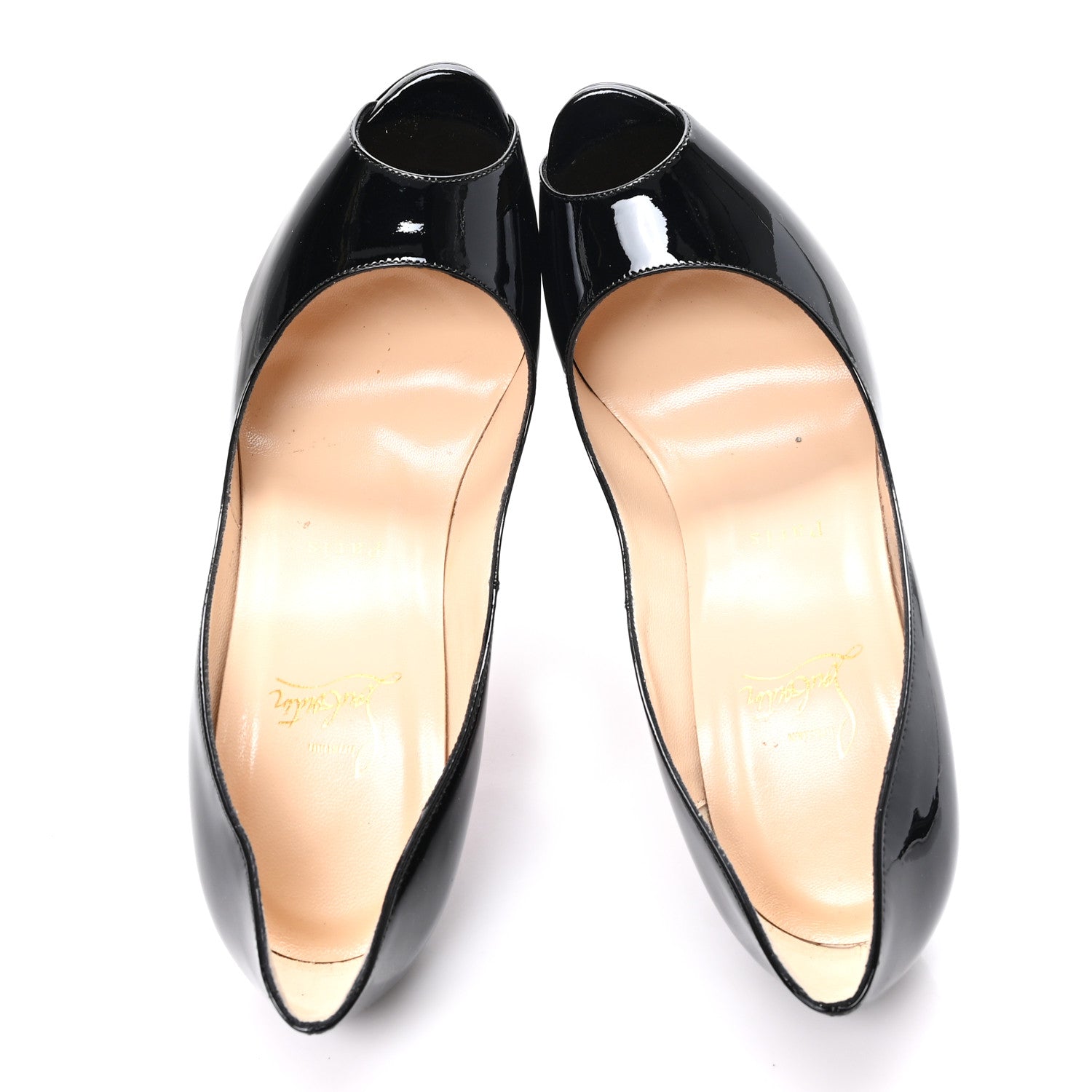 Christian Louboutin Patent Lady Peep 150 Pumps 40 Black 2 of 9