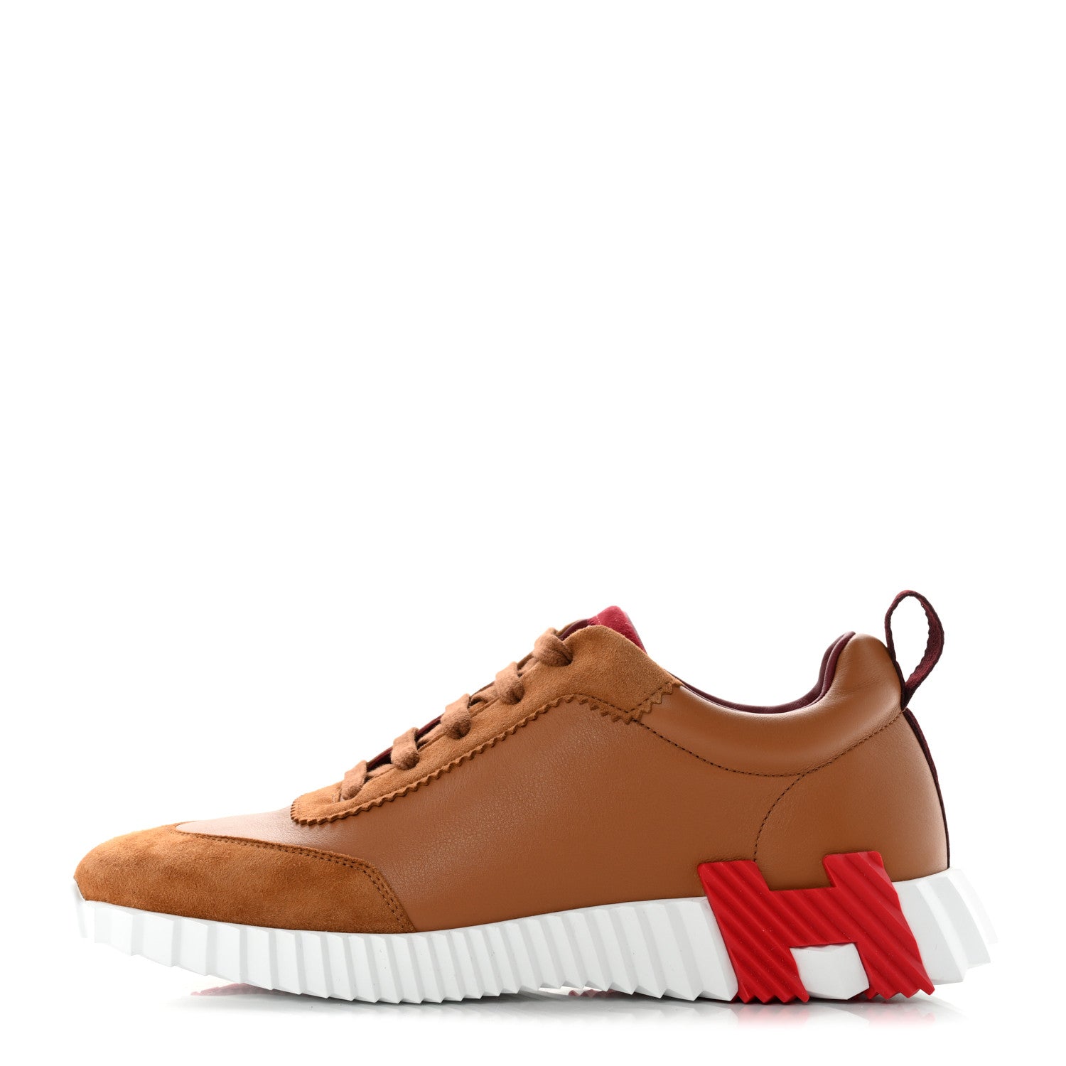 Hermes Calfskin Suede Goatskin Mens Bouncing Sneakers 40 Naturel 1 of 7
