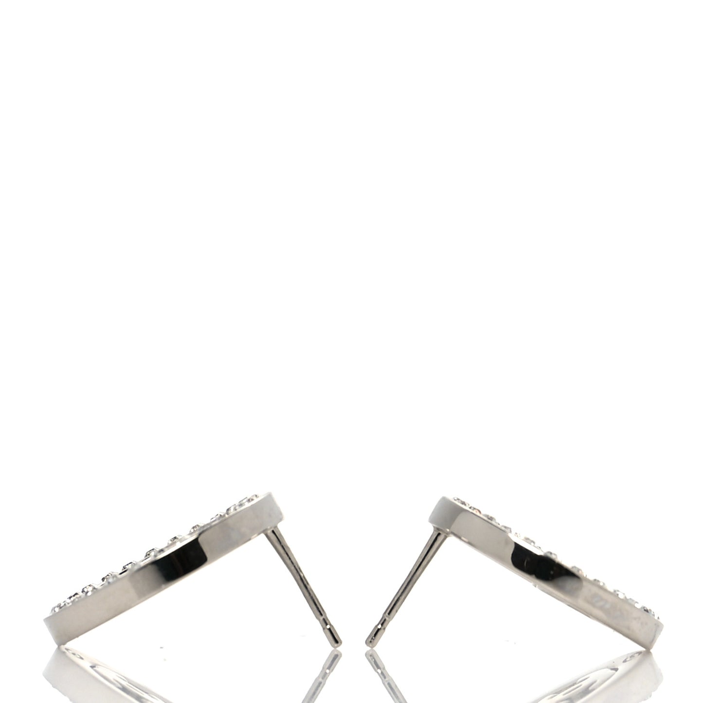 Crystal CC Round Earrings Silver