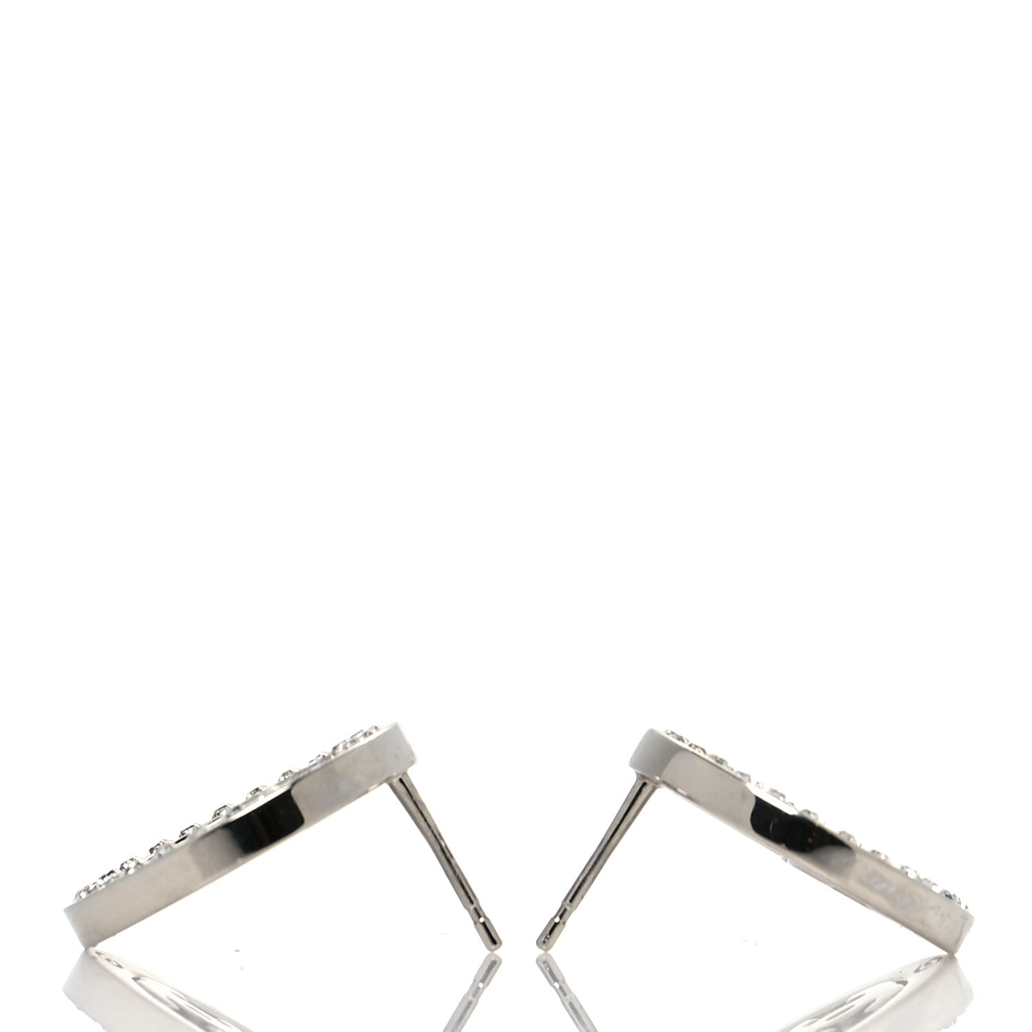 Chanel Crystal CC Round Earrings Silver 3 of 4