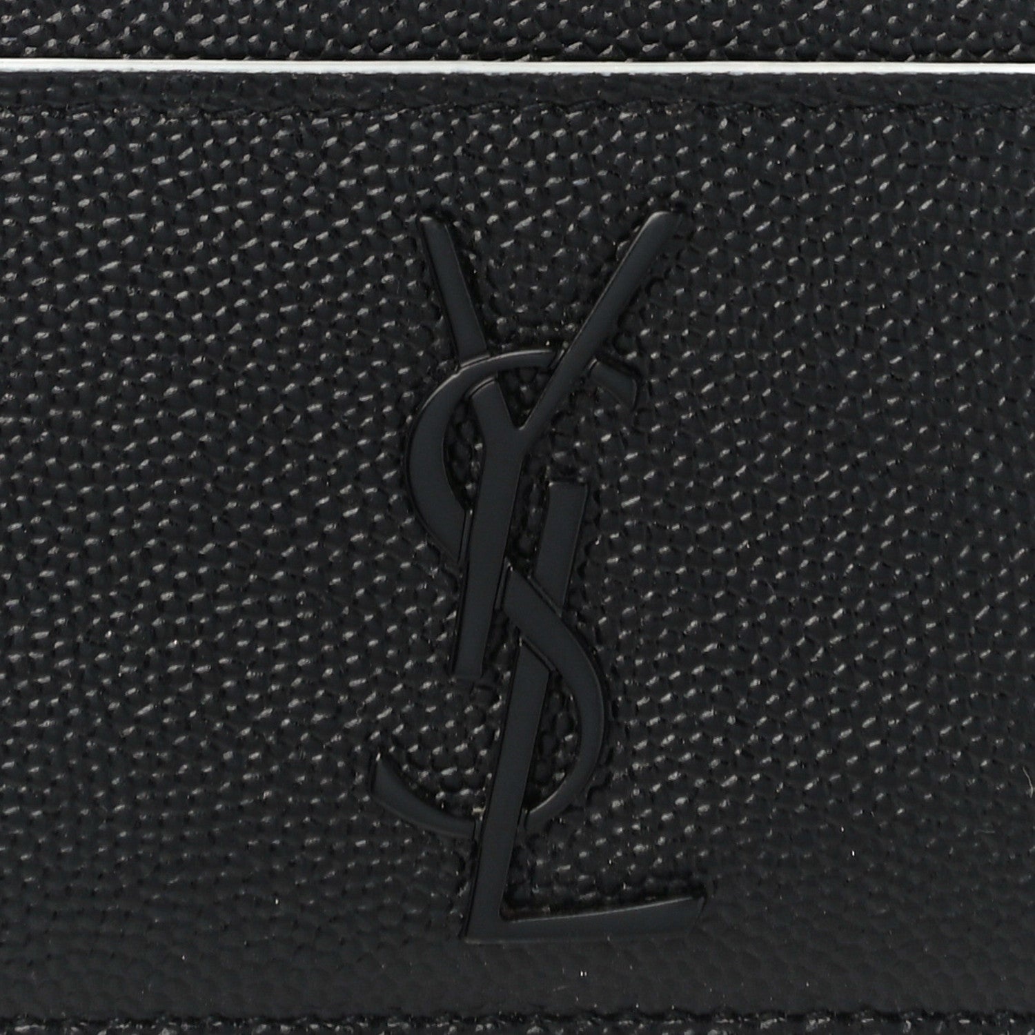 Saint Laurent Grain De Poudre Monogram Credit Card Case Black White 8 of 11