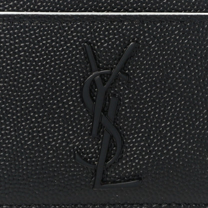 Saint Laurent Grain De Poudre Monogram Credit Card Case Black White 8 of 11