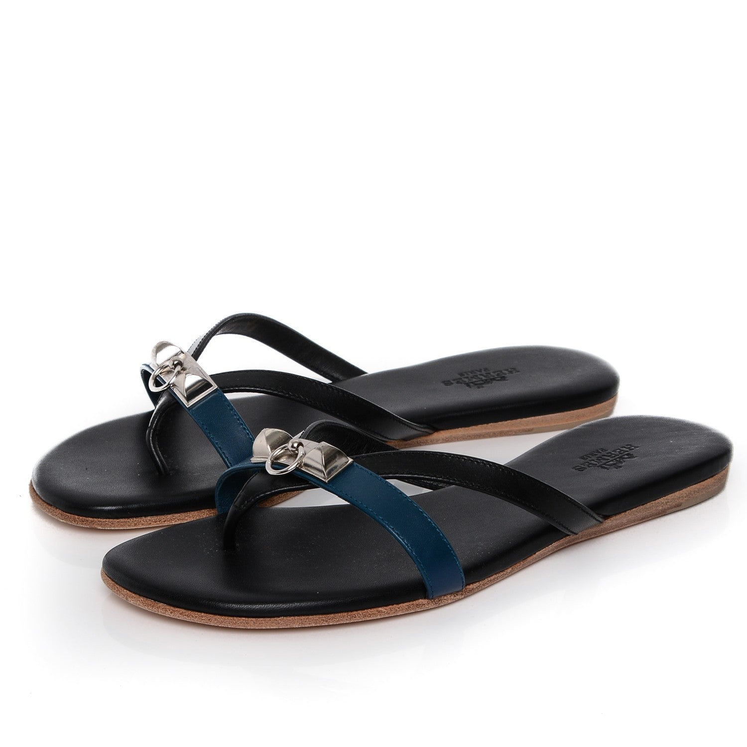 Hermes Nappa Calfskin Corfou Sandals 35 Black Lazulite 3 of 8