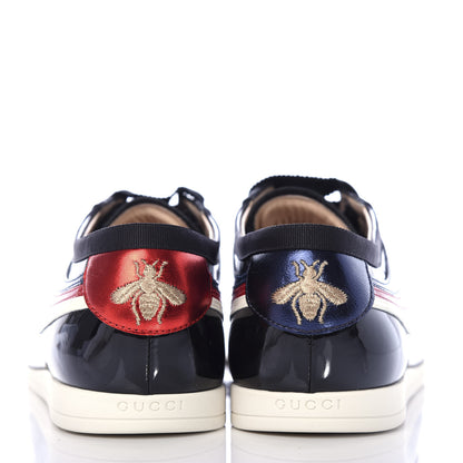 Gucci Patent Calfskin Mens Web Falacer Sneakers 8.5 Black 7 of 11
