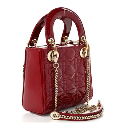Christian Dior Patent Cannage Mini Lady Dior Red 3 of 10