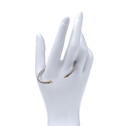 David Yurman Sterling Silver 14K Yellow Gold Pearl 4mm Cable Kids Birthstone Bracelet 2 of 5