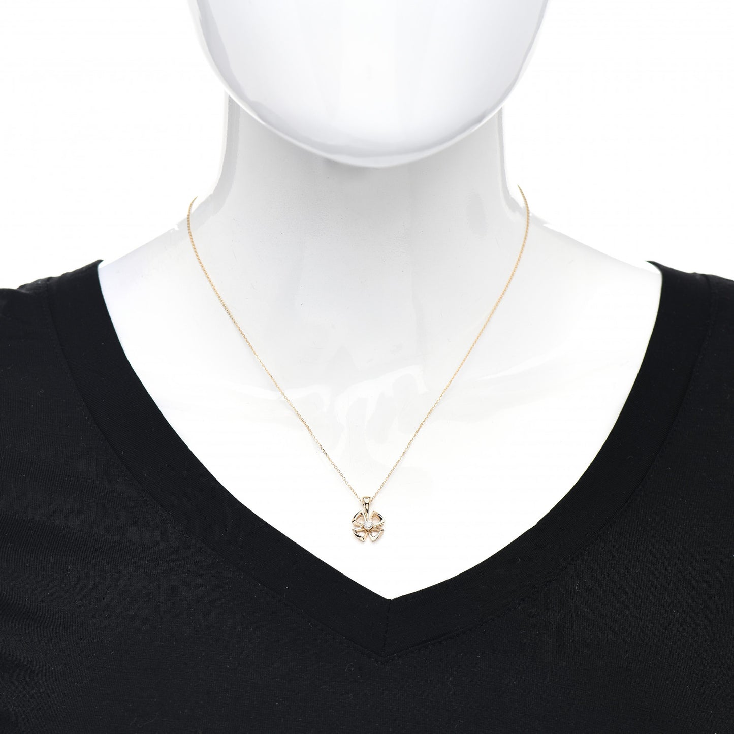 18K Yellow Gold Diamond Fiorever Pendant Necklace