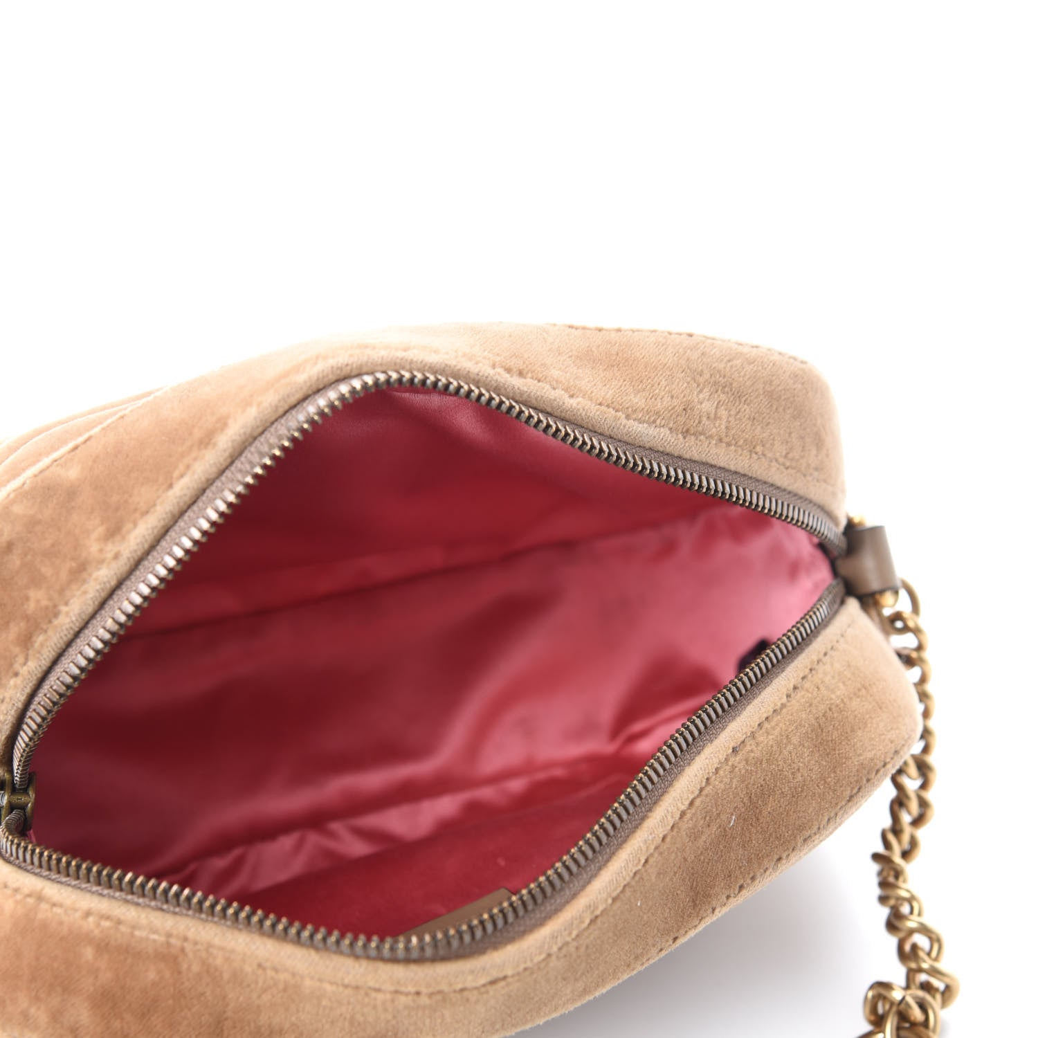 Gucci Velvet Matelasse Small GG Marmont Chain Shoulder Bag Taupe 5 of 10