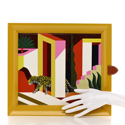 Hermes Lacquered Wood Taurillon Clemence Atrium Jaguar Dans Un Jardin Mexicain Tray 2 of 7
