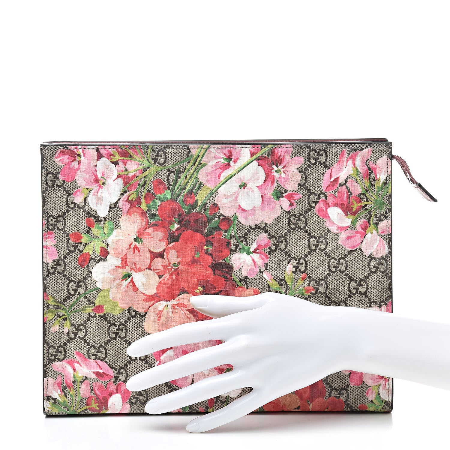 Gucci GG Supreme Monogram Blooms Large Cosmetic Case Beige Multicolor Dry Rose 2 of 8