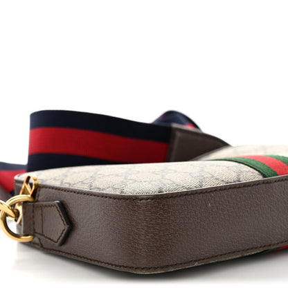 Gucci GG Supreme Monogram Textured Dollar Calfskin Web Ophidia Wristlet Shoulder Bag Beige Ebony New Acero 8 of 10
