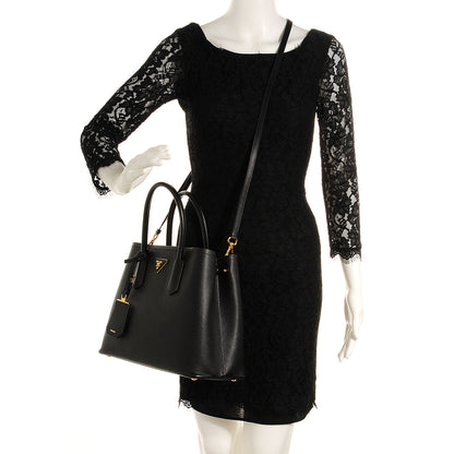 Prada Saffiano Cuir Small Double Bag Nero Black 2 of 9