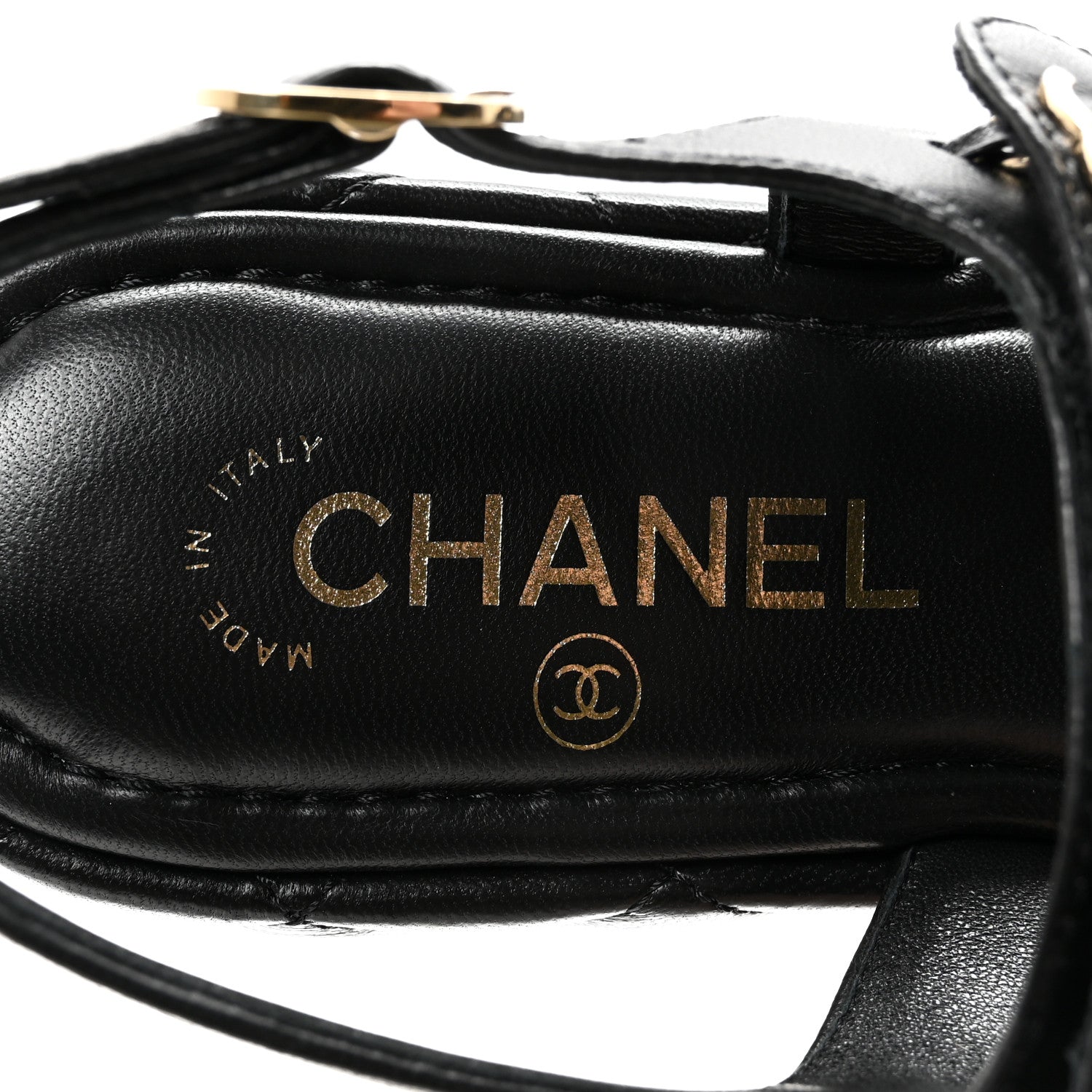 Chanel Lambskin Quilted Chain CC Platform Sandals 38.5 Black 8 of 10