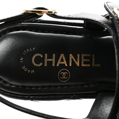 Chanel Lambskin Quilted Chain CC Platform Sandals 38.5 Black 8 of 10