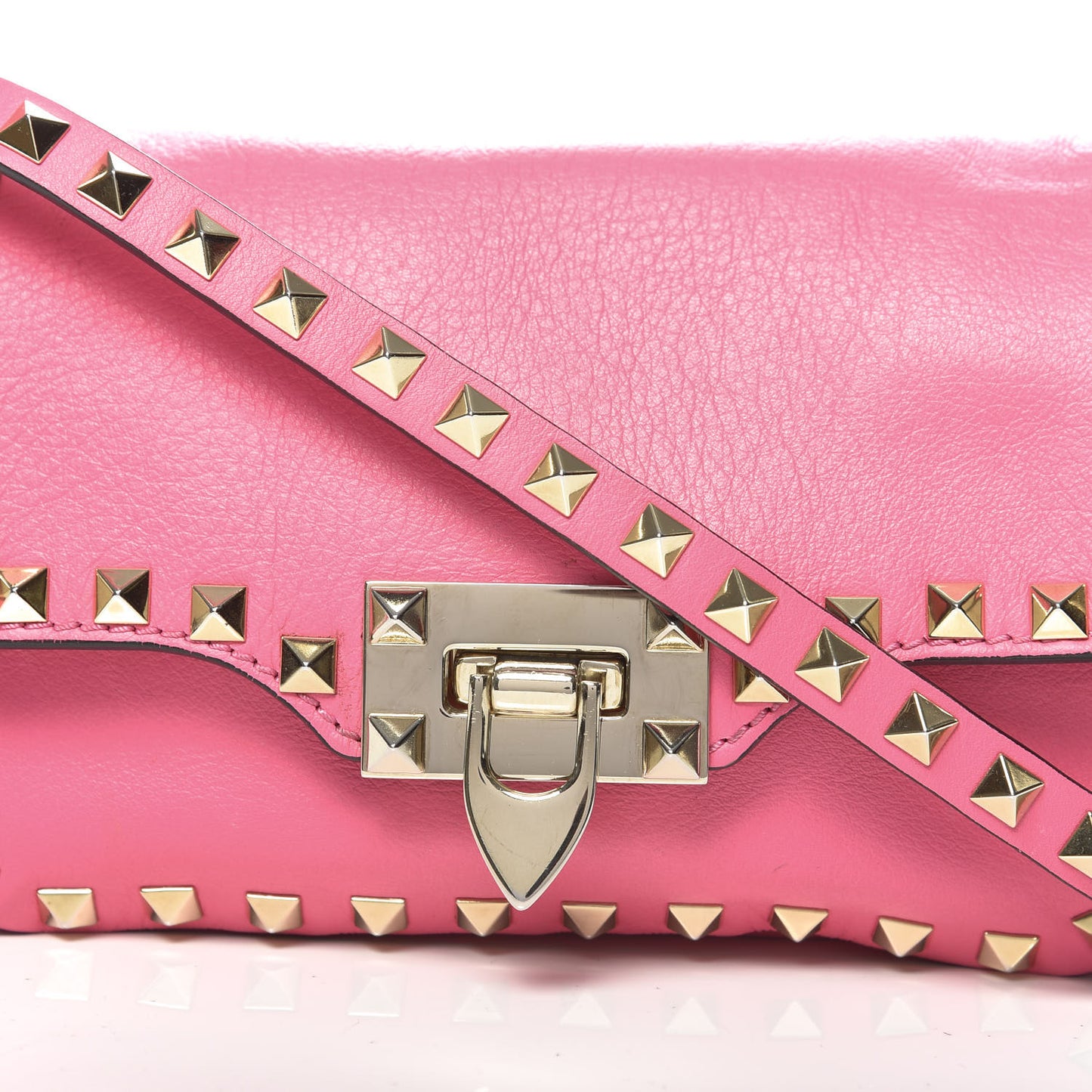 Vitello Mini Rockstud Flap Saddle Crossbody Bag Fuxia Fluo