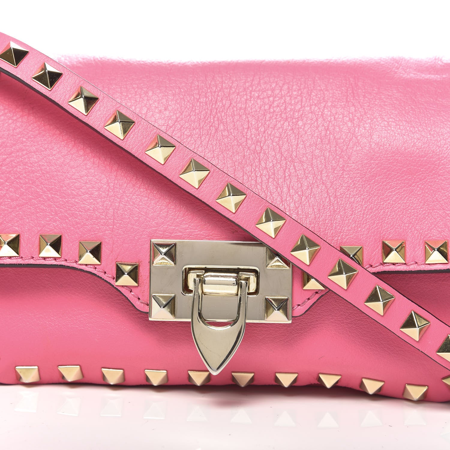 Valentino Garavani Vitello Mini Rockstud Flap Saddle Crossbody Bag Fuxia Fluo 9 of 9