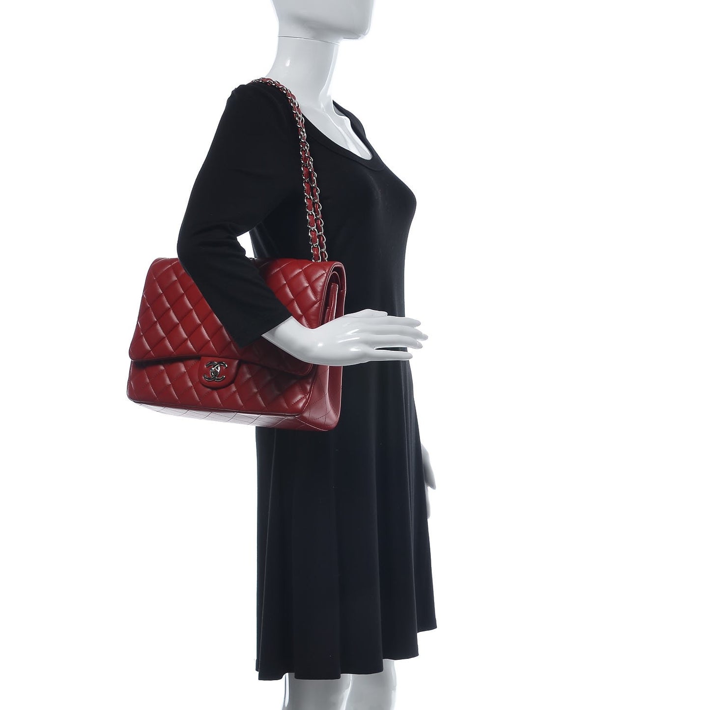 Lambskin Quilted Maxi Double Flap Red