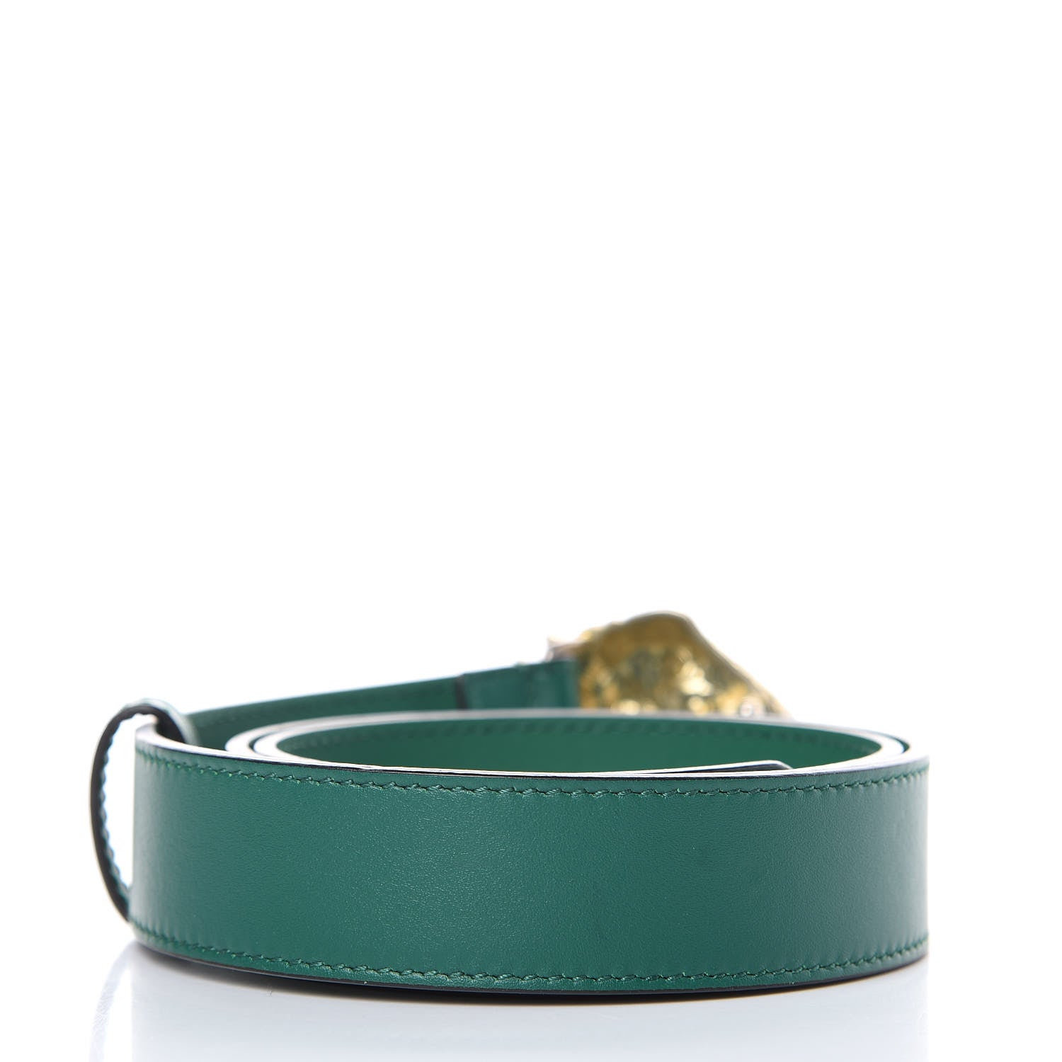 Gucci Calfskin Crystal Metal Tiger Head Buckle 30mm Belt 75 30 Emerald Multicolor 3 of 8
