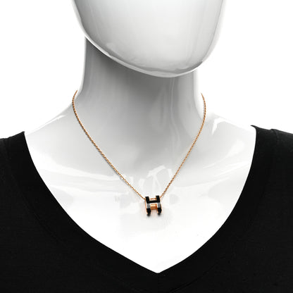 Hermes Lacquered Rose Gold Pop H Pendant Necklace Black 2 of 4