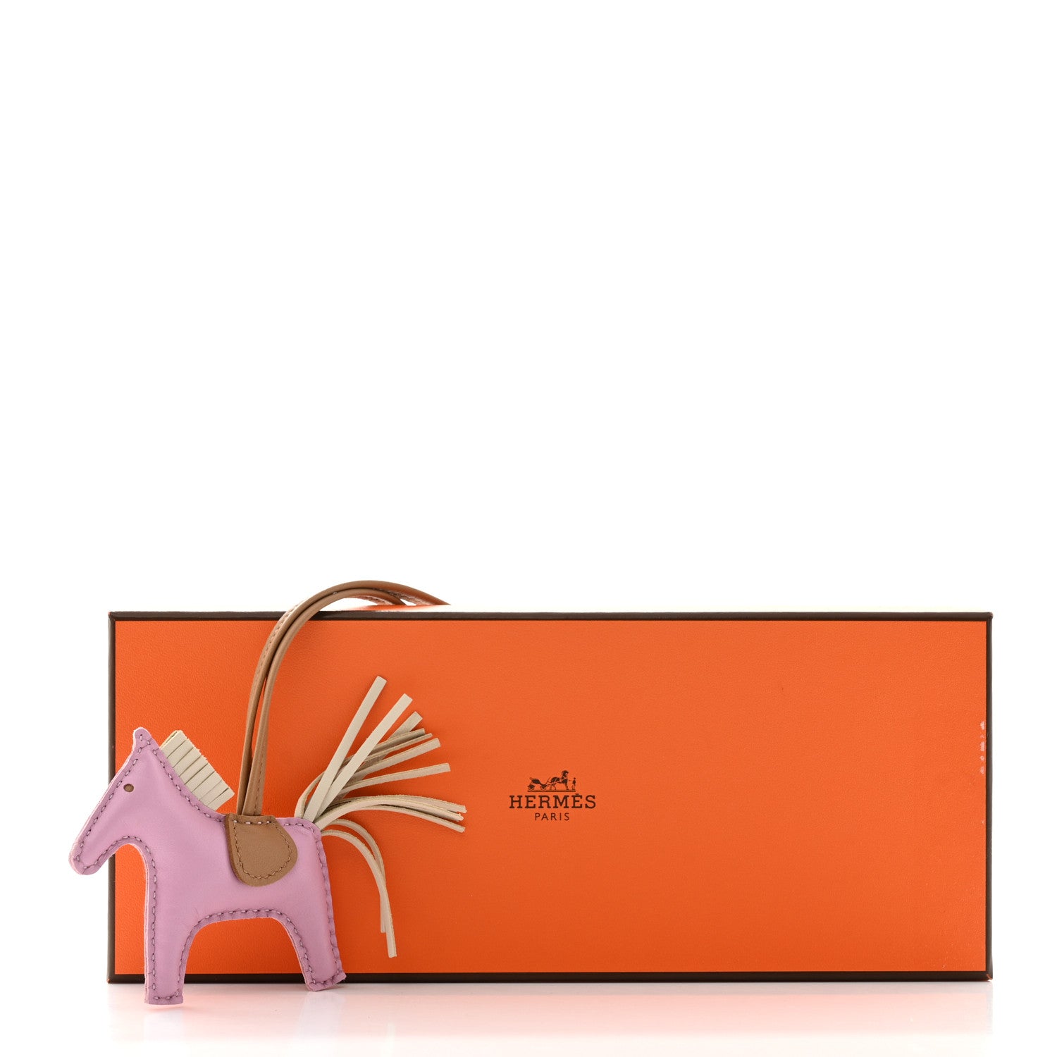 Hermes Milo Lambskin Grigri Rodeo Horse Bag Charm PM Mauve Sylvestre Craie Chai 5 of 5