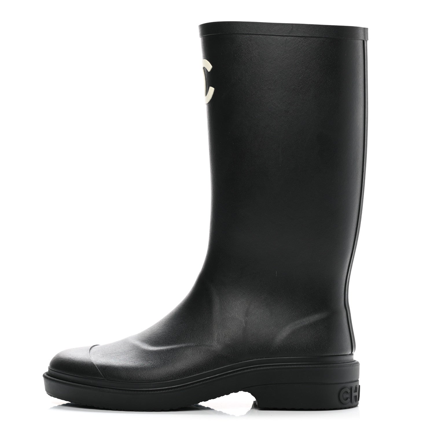 Chanel Caoutchouk CC High Boots 38 Black 1 of 8