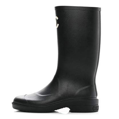 Chanel Caoutchouk CC High Boots 38 Black 1 of 8