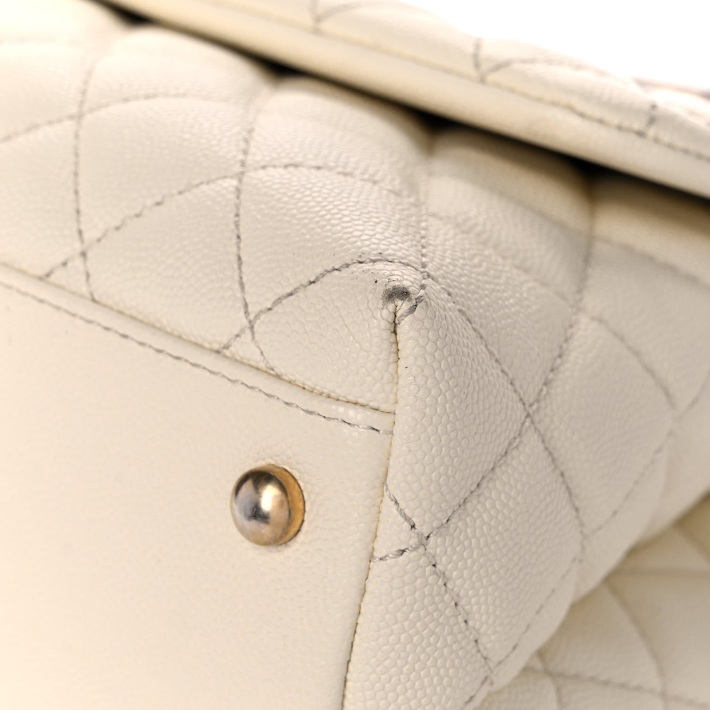 Caviar Elaphe Quilted Small Coco Handle Flap Ivory