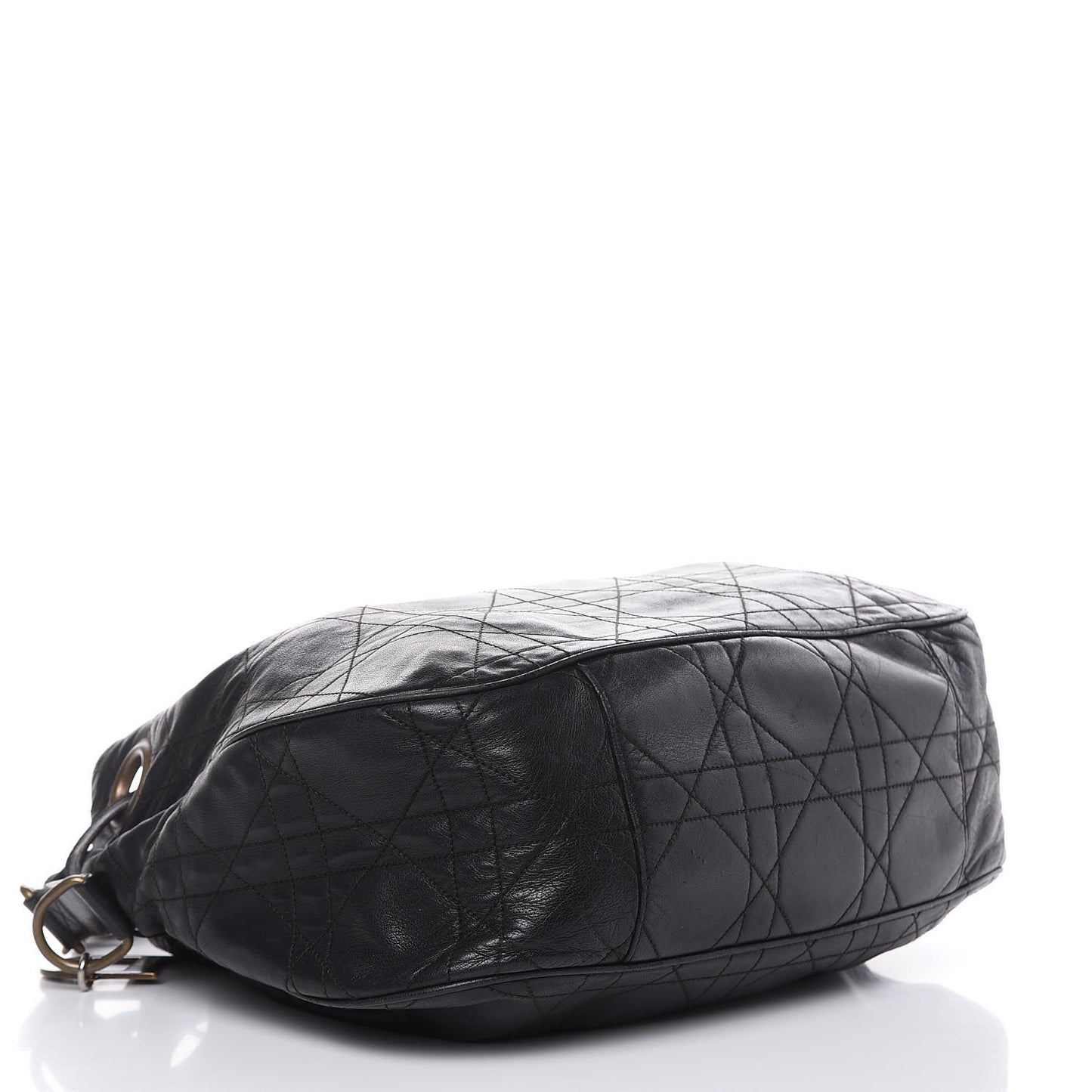 Lambskin Cannage Drawstring Bag Black