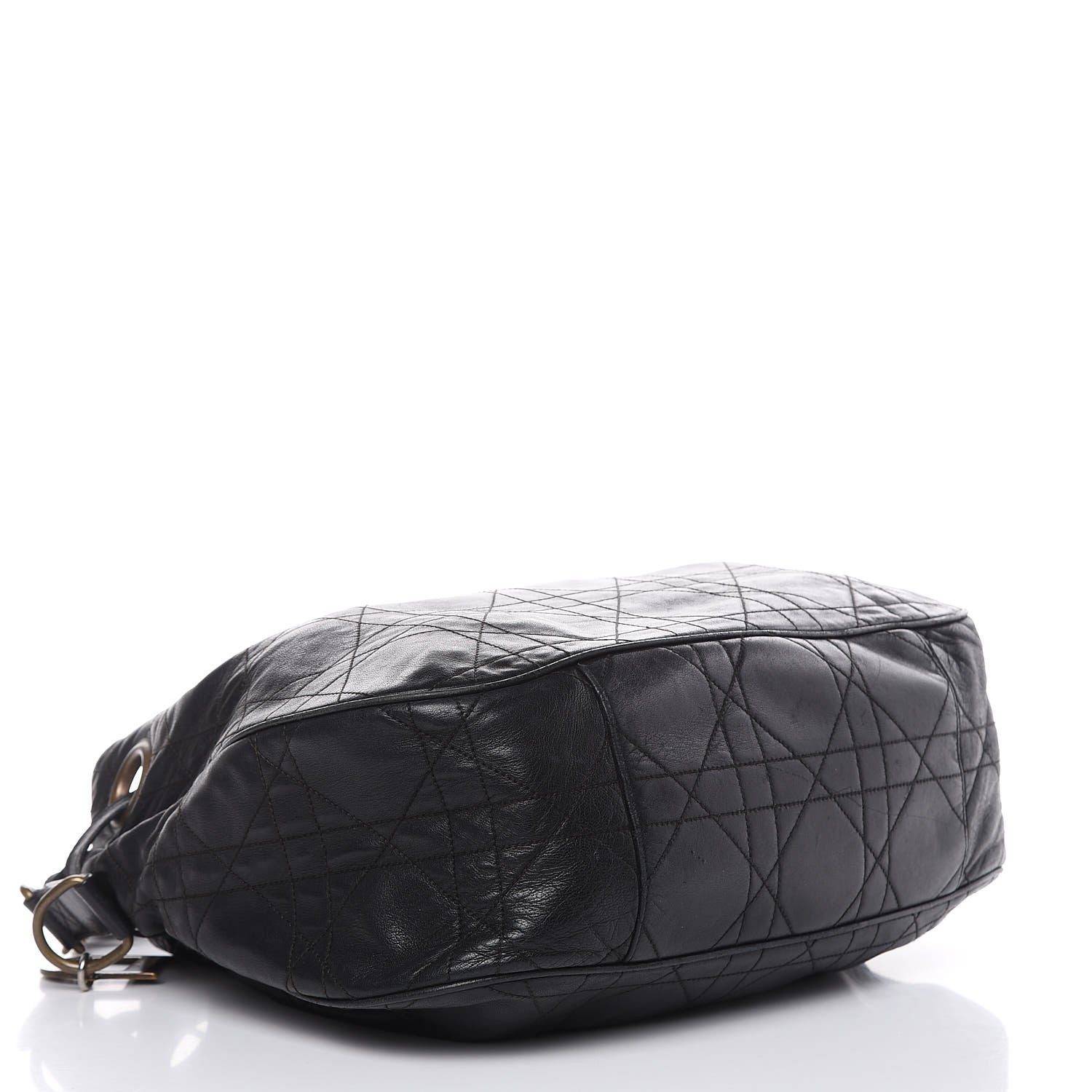 Christian Dior Lambskin Cannage Drawstring Bag Black 4 of 18