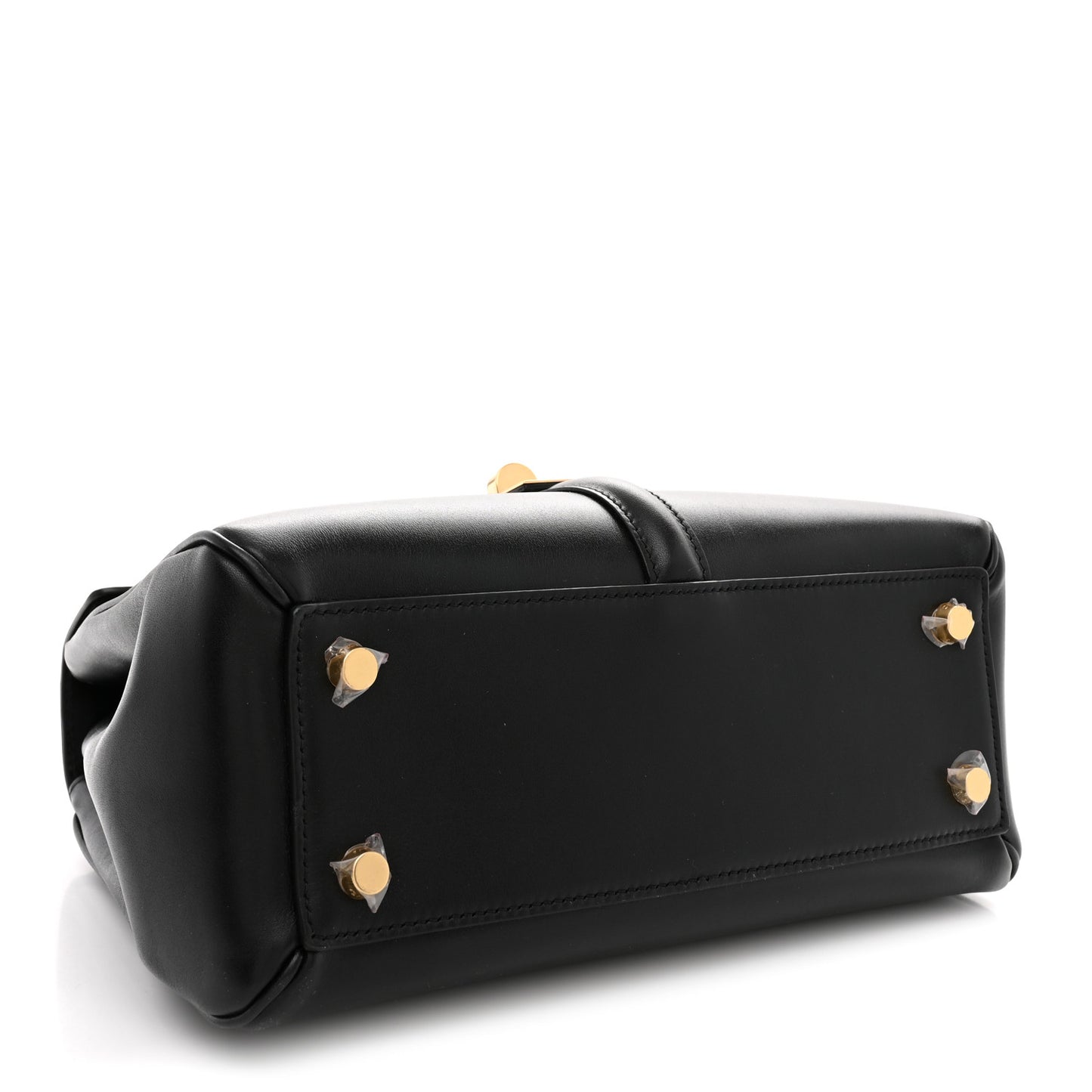 Satinated Calfskin Small 16 Top Handle Bag Black