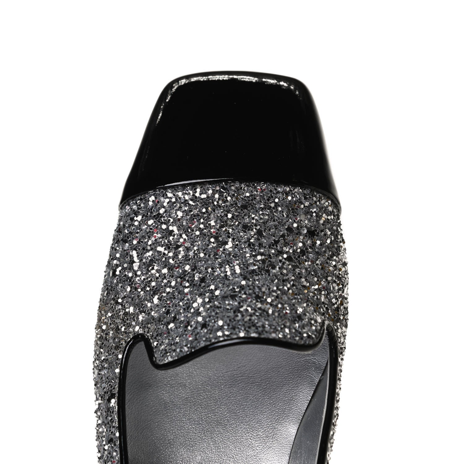 Chanel Glitter Fabric Patent Calfskin Mocassin Loafers 36.5 Black Silver 11 of 12