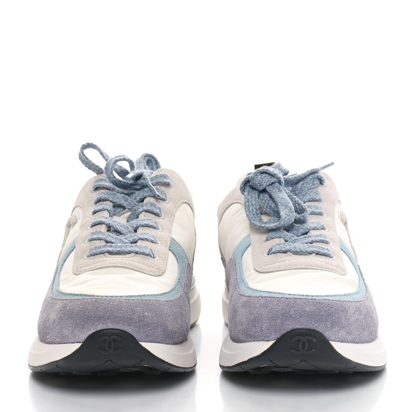 Fabric Suede Calfskin Logo Sneakers 41 White Light Gray