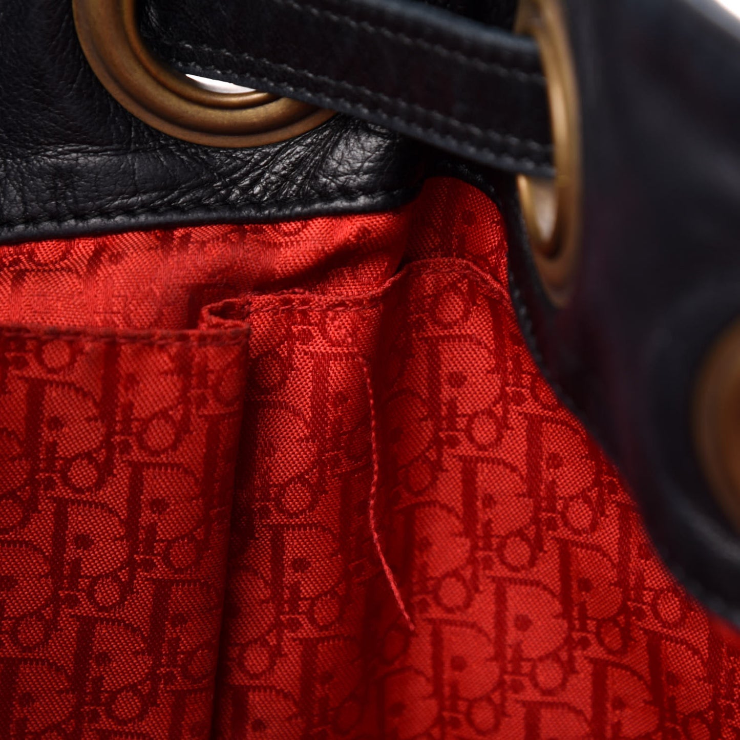Lambskin Cannage Drawstring Bag Black