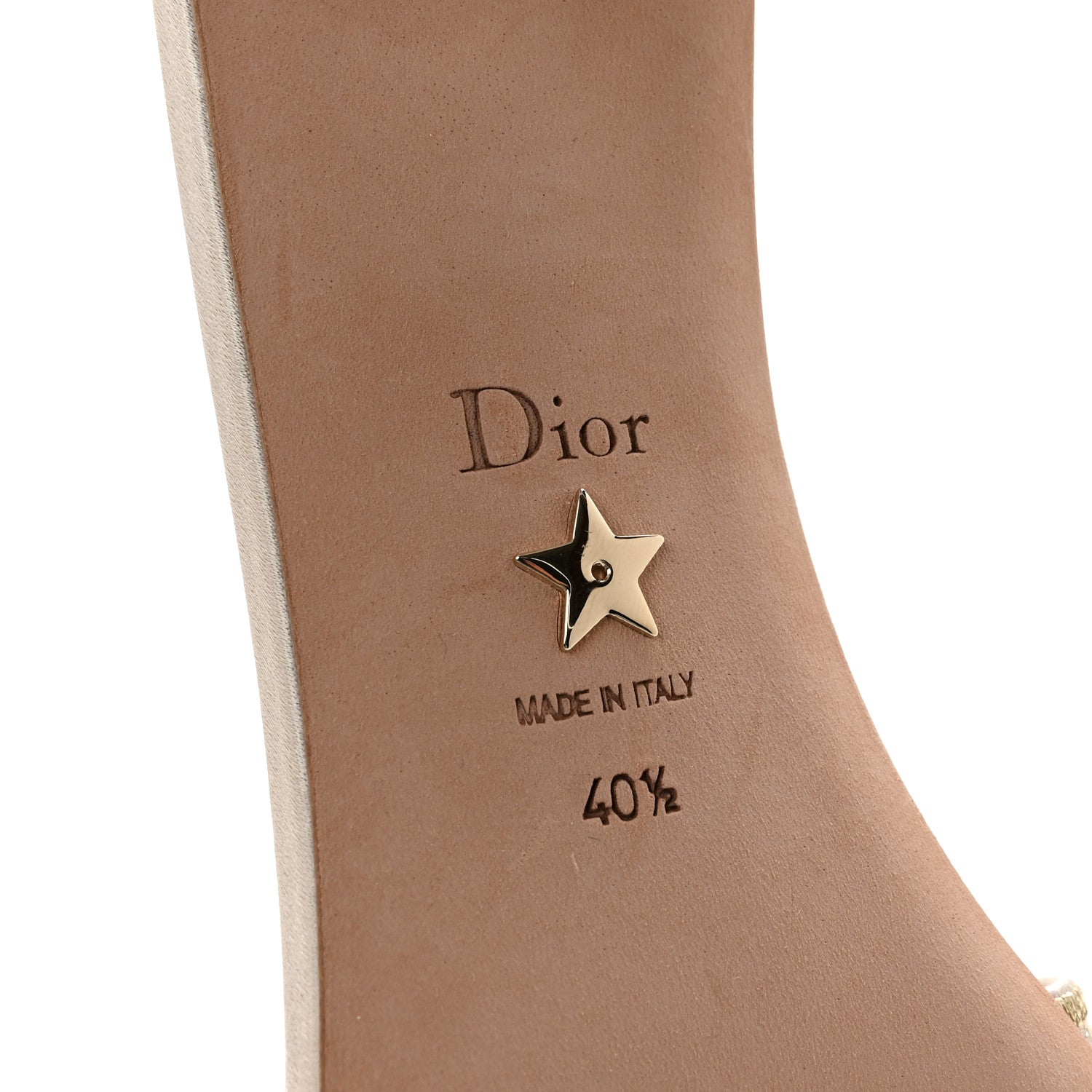 Christian Dior Metallic Satin Embroidered Dway 35mm Slide Sandals 40.5 Pale Gold 8 of 10