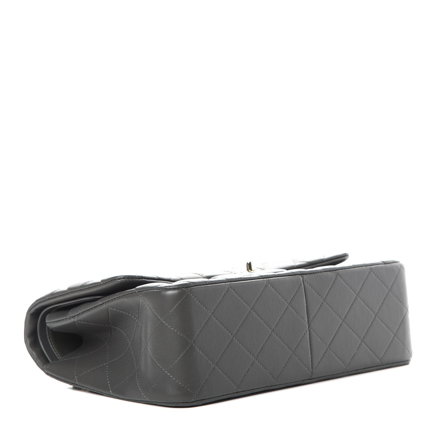 Lambskin Quilted Jumbo Double Flap Grey