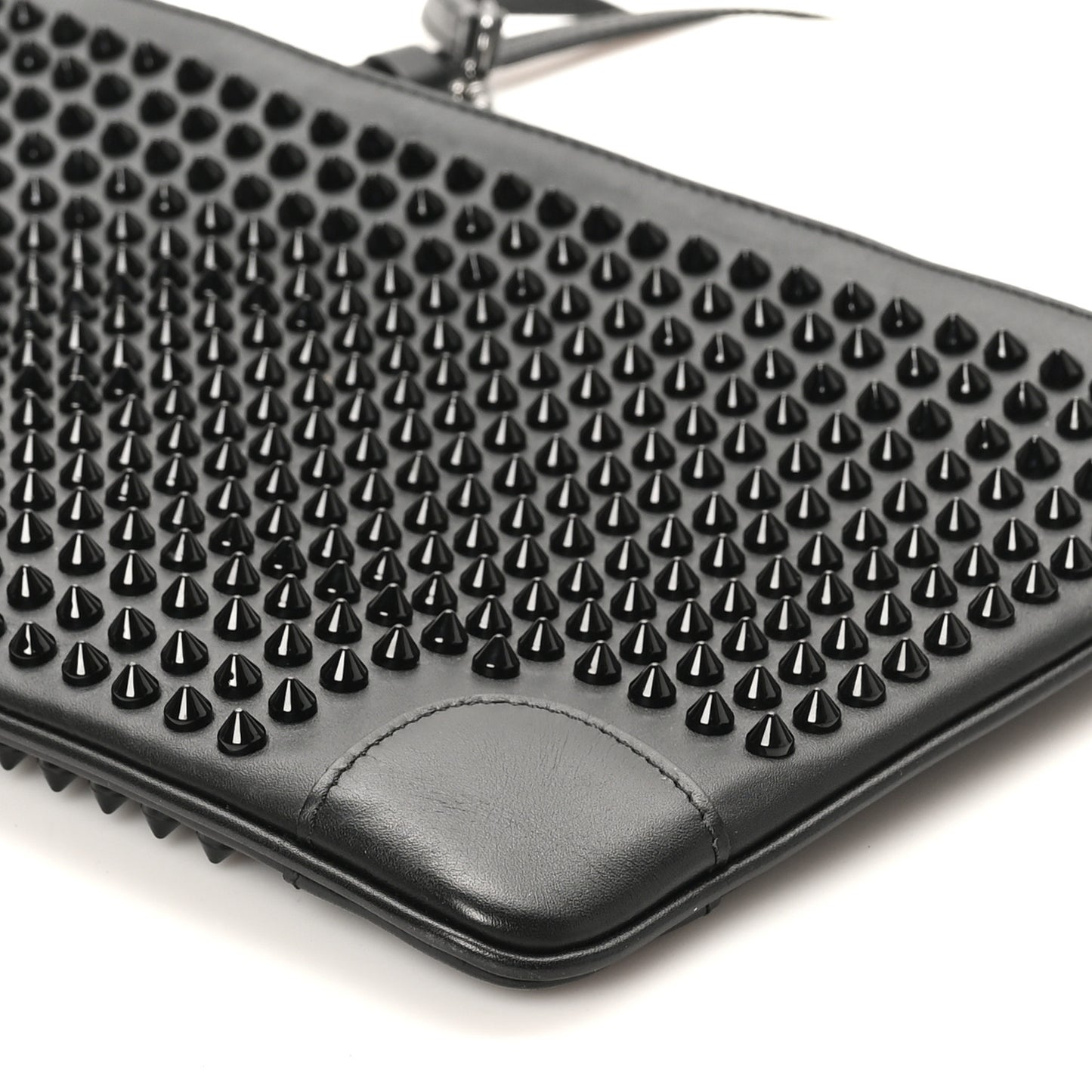 Calfskin Studded Loubiposh Clutch Black