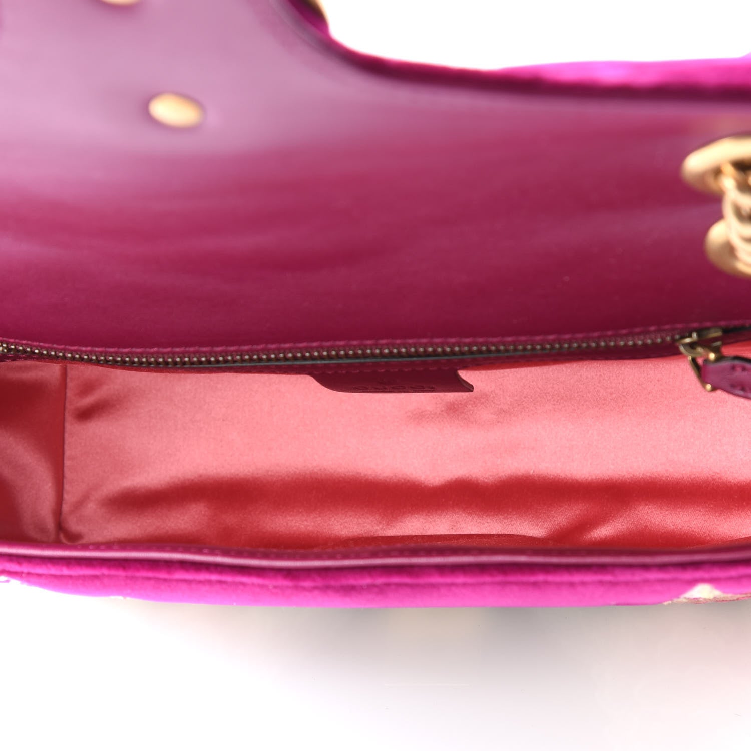 Gucci Velvet Matelasse Embroidered Small GG Marmont Shoulder Bag Fuchsia Violet Cyclamen 4 of 8