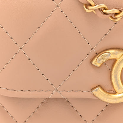Chanel Calfskin Quilted Perfect Fit Coin Purse With Chain Beige 9 of 11