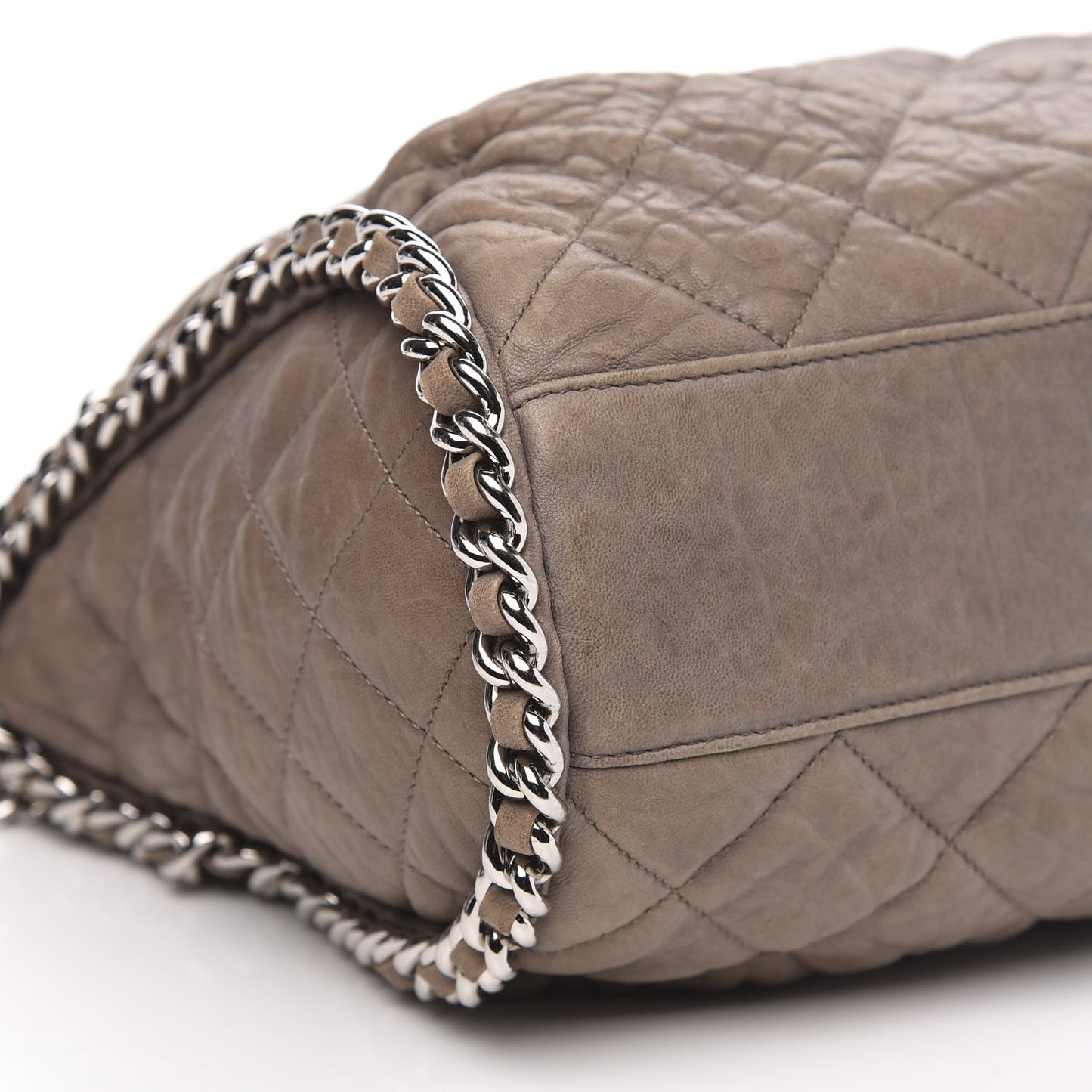 Washed Lambskin Chain Around Hobo Taupe