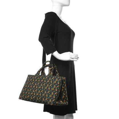 Prada Canapa Palm Tree Print Logo Tote Black 2 of 11