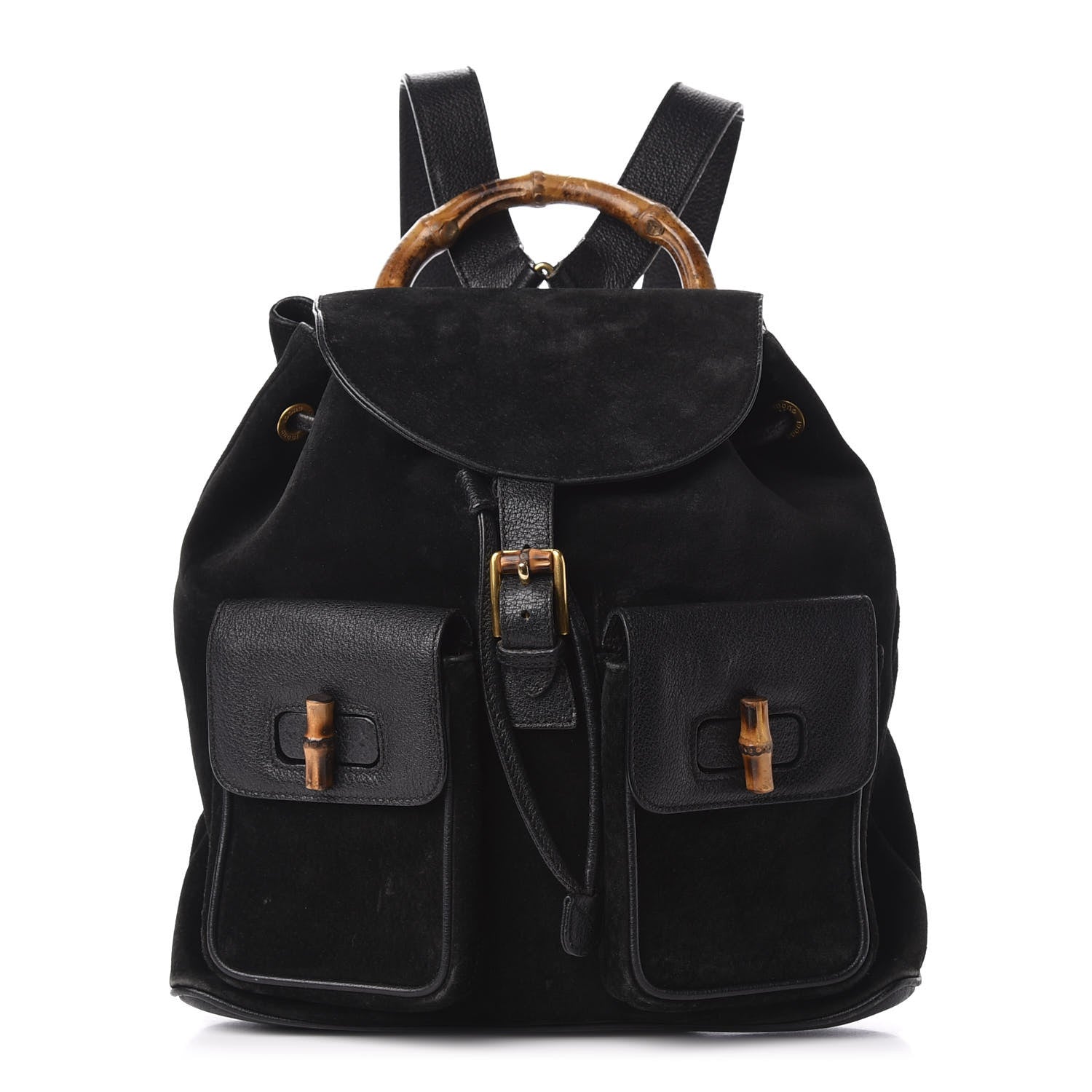 Gucci Suede Bamboo Backpack Black 1 of 11