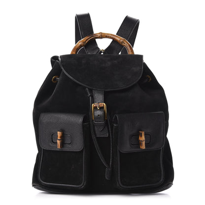 Gucci Suede Bamboo Backpack Black 1 of 11