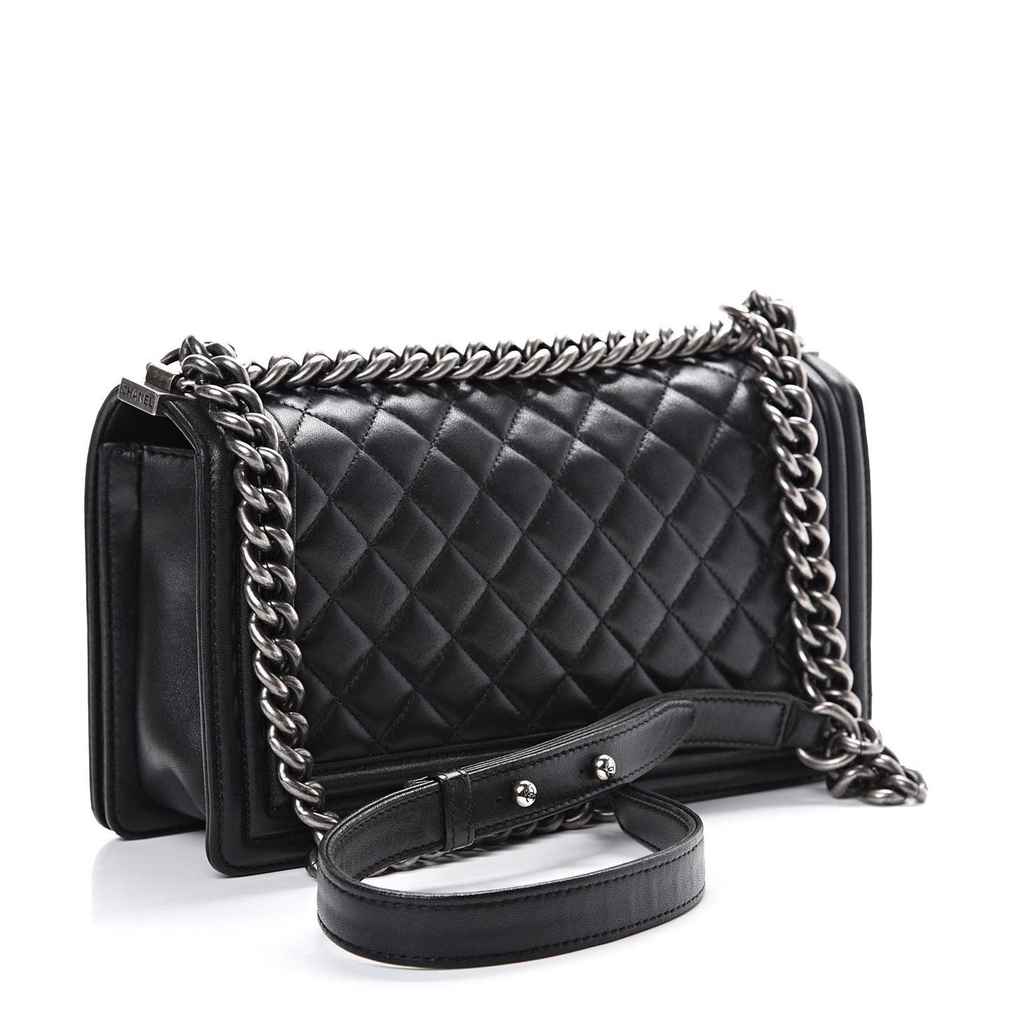 Lambskin Quilted Medium Boy Flap Black